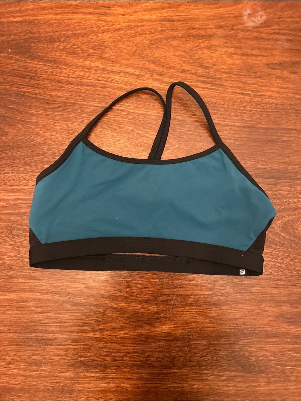 Fabletics Teal and Black Racerback Sports Bra